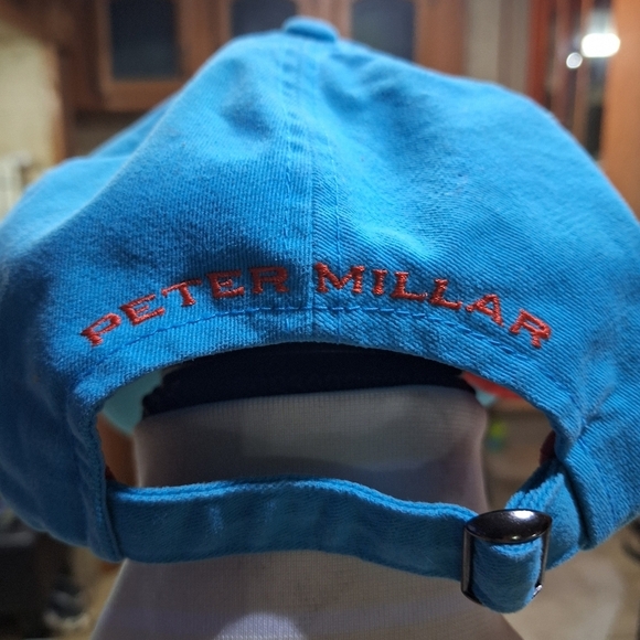 Peter Millar Adjustable Blue Cap with Orange Crown Embroidery In an OSFM - Picture 2 of 5